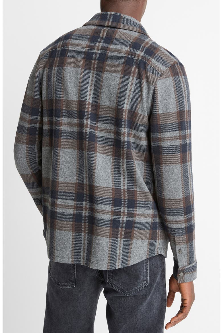 Plaid Knit Shirt Jacket, Alternate, color, MEDIUM HEATHER GREY COMBO