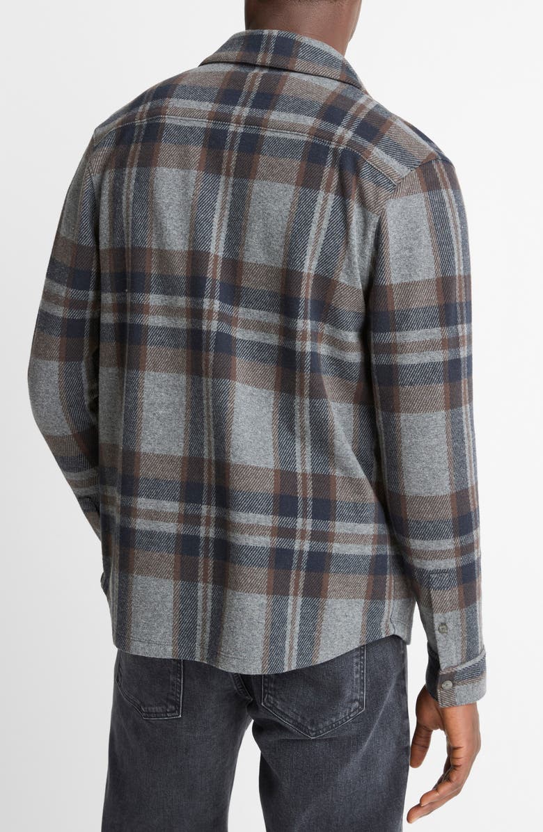 Vince Plaid Knit Shirt Jacket, Alternate, color, Med H Grey Combo