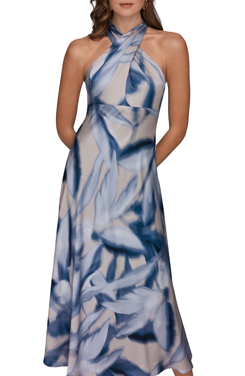 Donna Karan New York Abstract Print Sleeveless A-Line Dress, Alternate, color, Vapor Multi