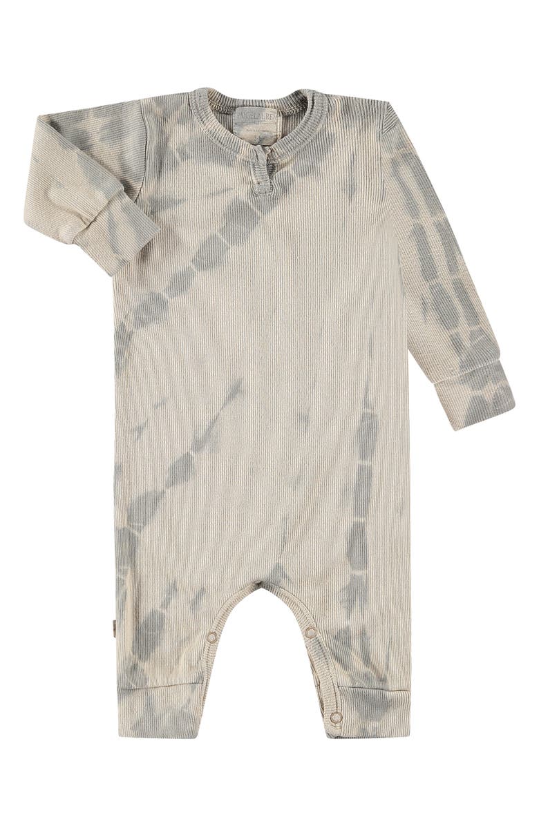 PAIGELAUREN Tie Dye Organic Cotton & Modal Romper, Main, color, Oat
