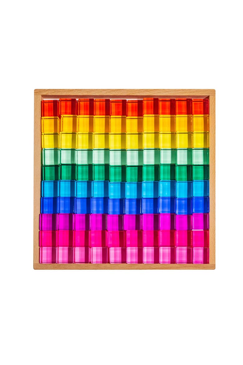 Ines Rainbow Translucent Acrylic STEM Cube Blocks - 100 Pieces, Main, color, Rainbow