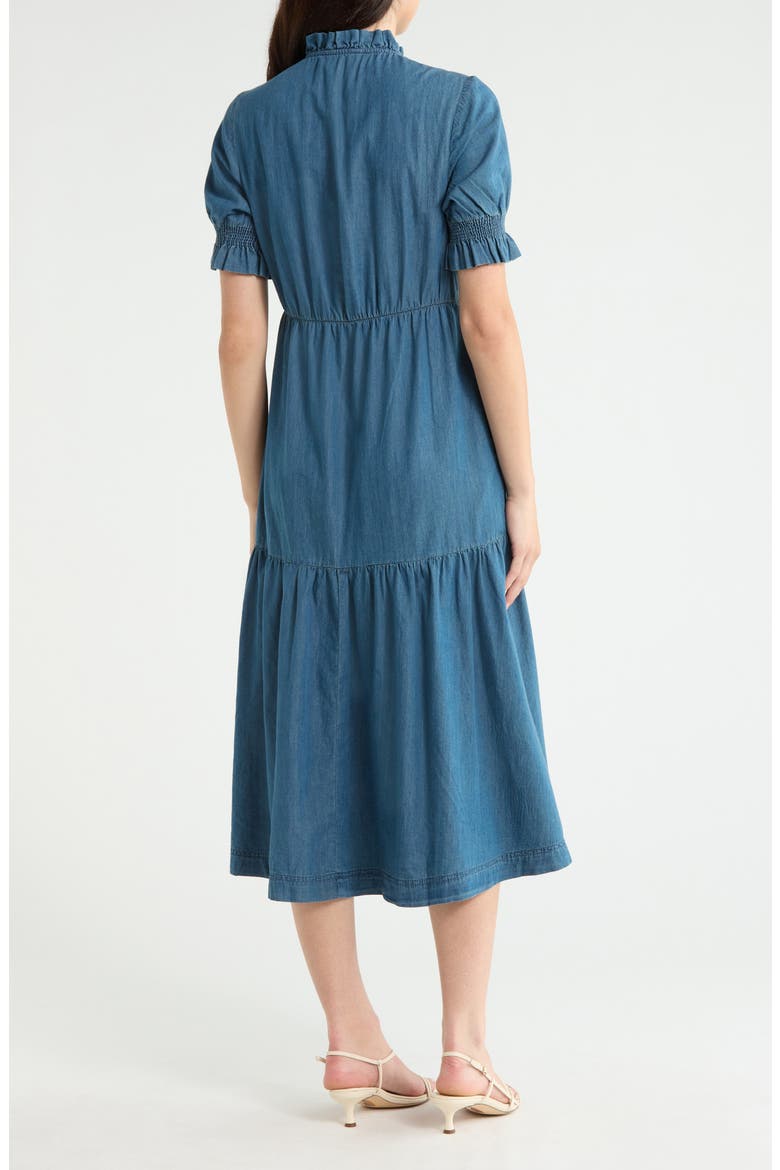 Feather Star Midi Dress, Alternate, color, MID WASH INDIGO