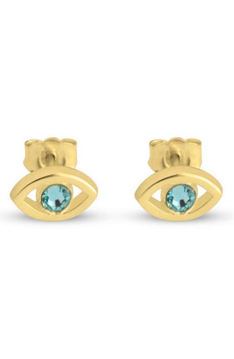 Evil Eye Birthstone Stud Earrings