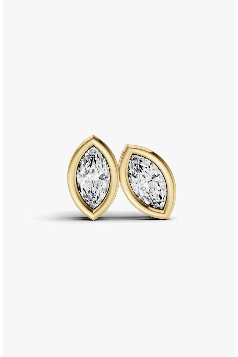 14K Gold Studs 0.5 Carat Marquise Bezel Solitaire, Main, color, Yellow Gold