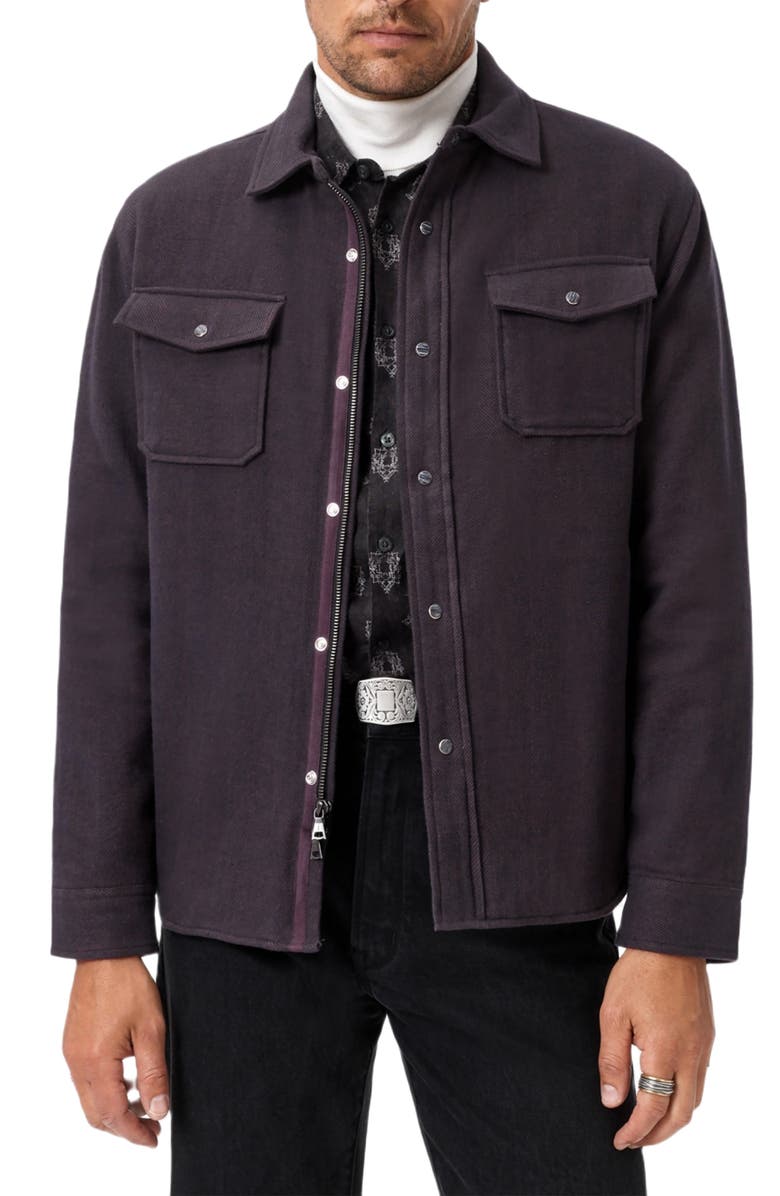 John Varvatos Jameson Herringbone Snap Jacket, Main, color, Merlot