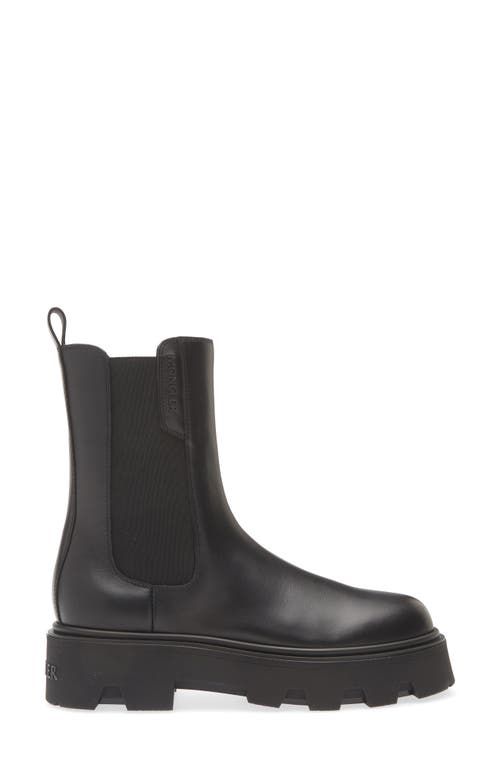 Moncler Black Leather Aurea Chelsea Ankle Boots In Black