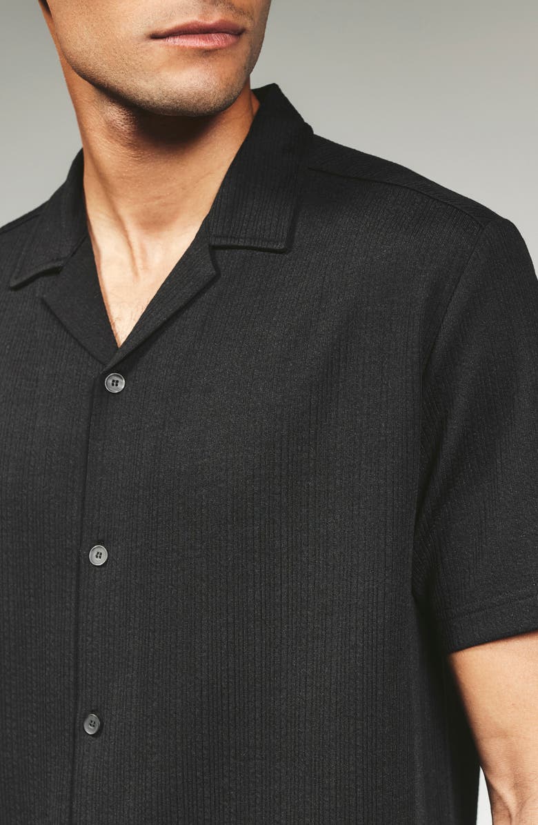 7 Diamonds Vaugh Rib Knit Camp Shirt, Alternate, color, Black