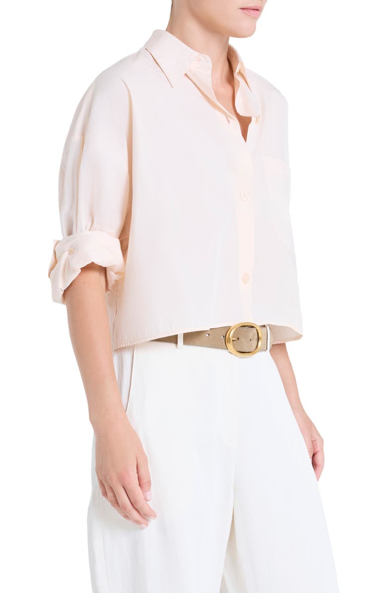 TWP Next Ex Crop Cotton Button-Up Shirt, Alternate, color, Creme De Peche