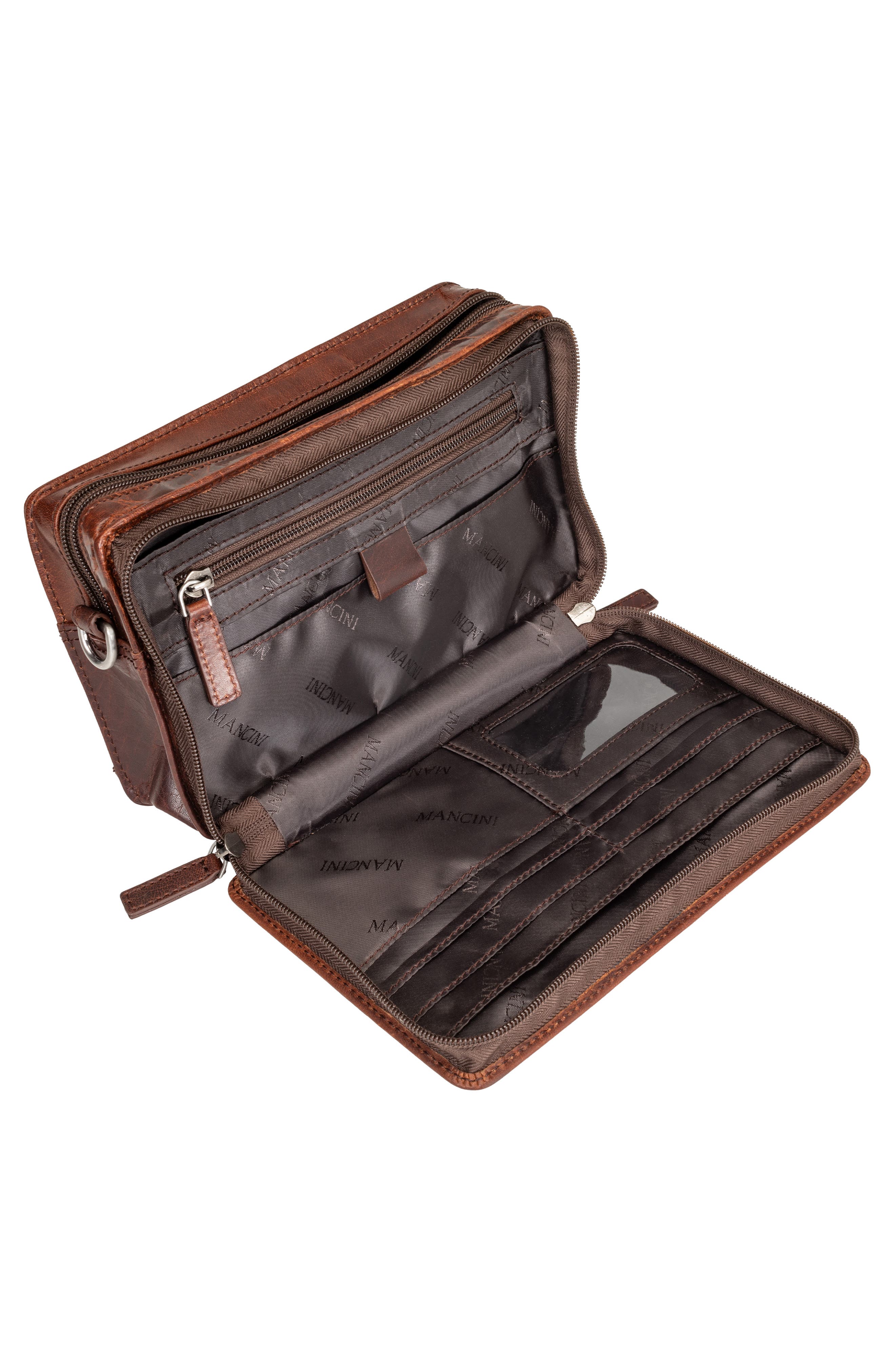 Mancini Buffalo Tote with Zippered Organizer, Alternate, color, Brown