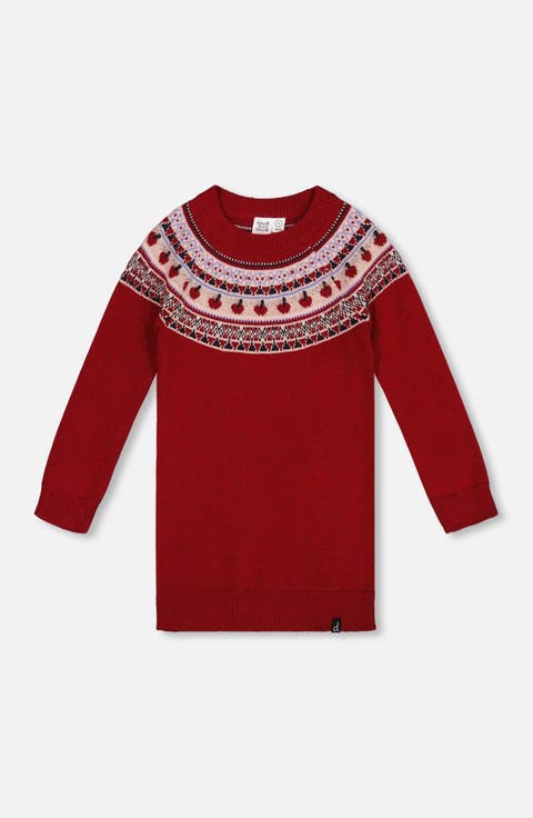 Knit Dress with Apple Jacquard Yoke (Toddler & Little Kid)