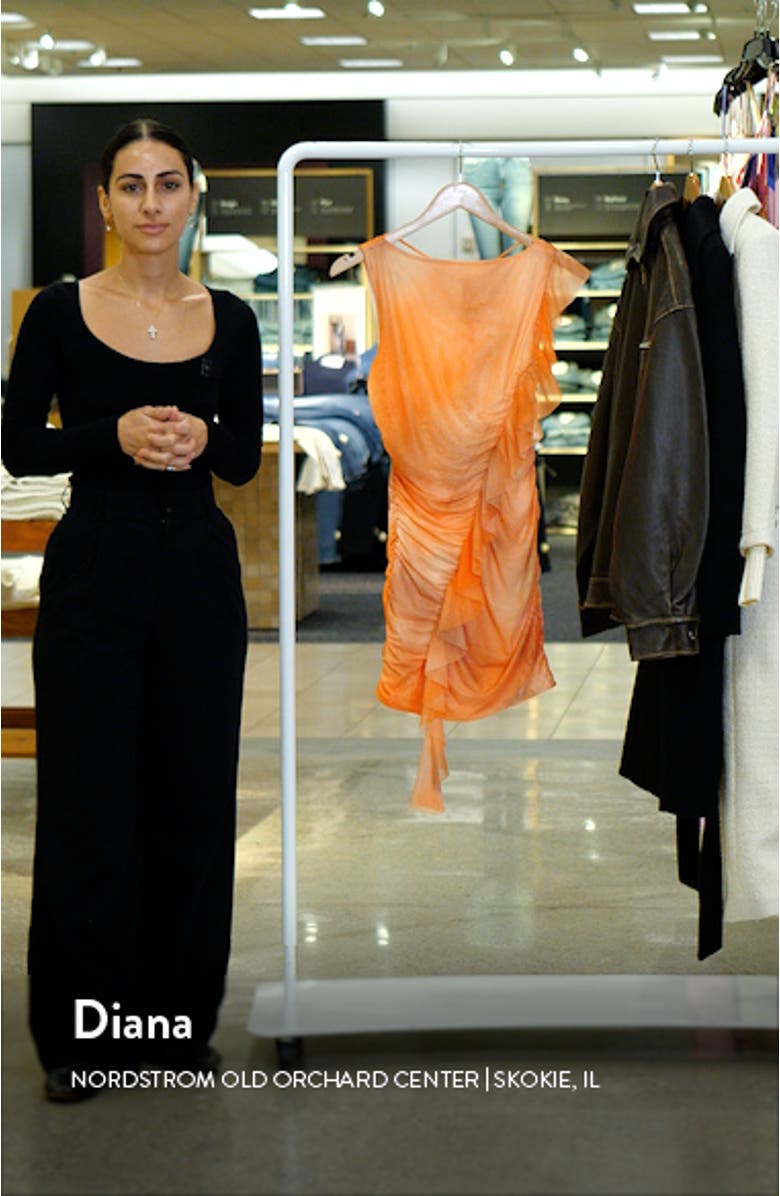 Ruffle Side Drape Sleeveless Mesh Minidress, sales video thumbnail