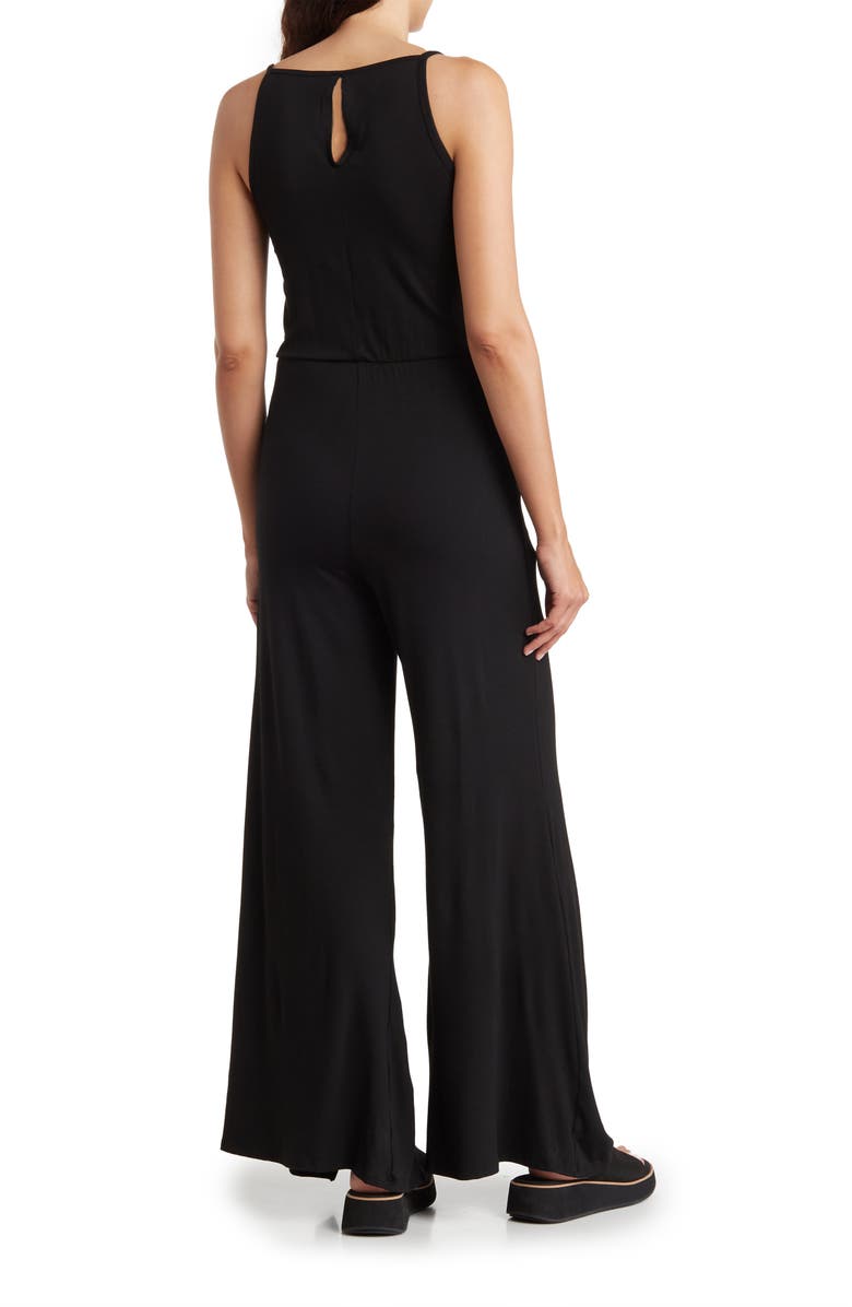 GO COUTURE Tie Front Wide Leg Jumpsuit, Alternate, color, Black