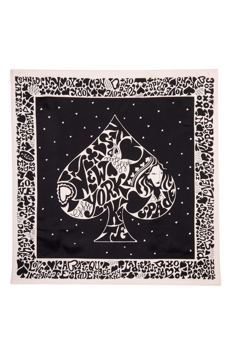 Kate Spade New York queen of hearts silk bandana scarf, Alternate, color, 