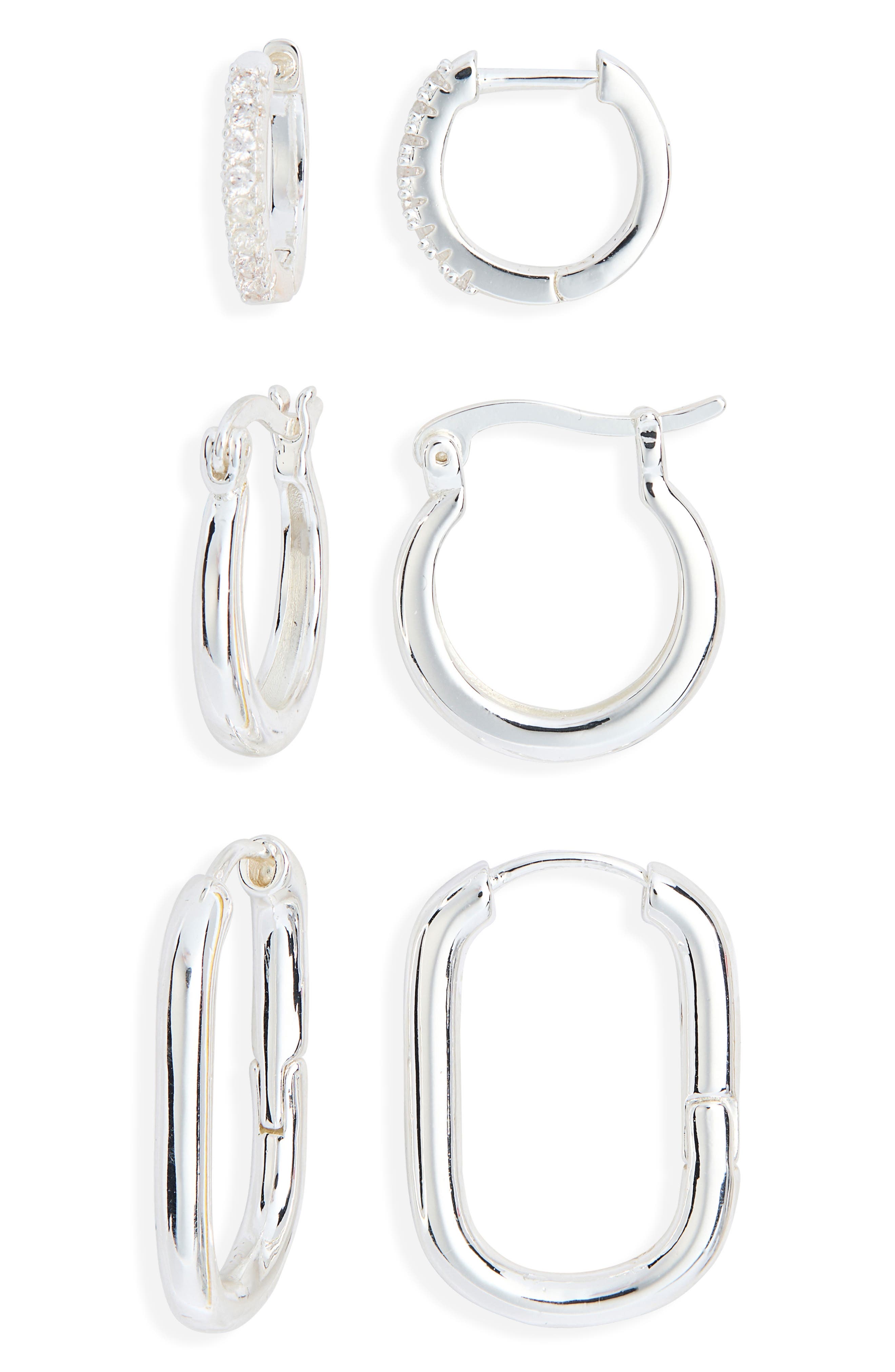 NORDSTROM RACK Demi Fine Set of 3 Cubic Zirconia Huggie Hoop Earrings