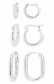 NORDSTROM RACK Demi Fine Set of 3 Cubic Zirconia Huggie Hoop Earrings