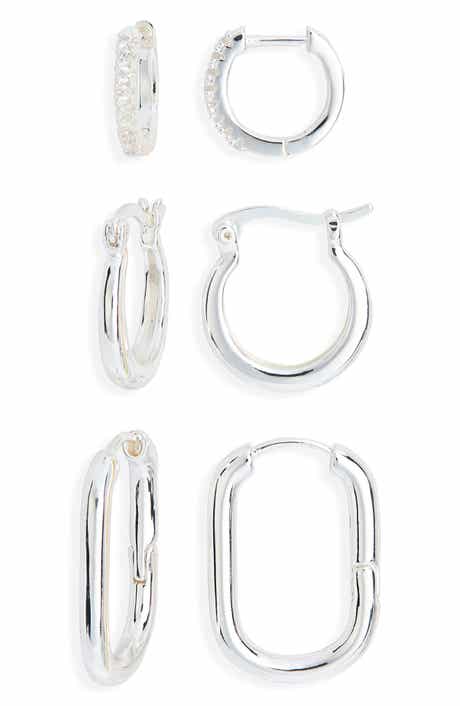 NORDSTROM RACK Demi Fine Set of 3 Cubic Zirconia Huggie Hoop Earrings