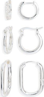 NORDSTROM RACK Demi Fine Set of 3 Cubic Zirconia Huggie Hoop Earrings