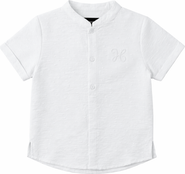 Hopscotch Textured Woven Button Placket Folded Cuff Shirt
