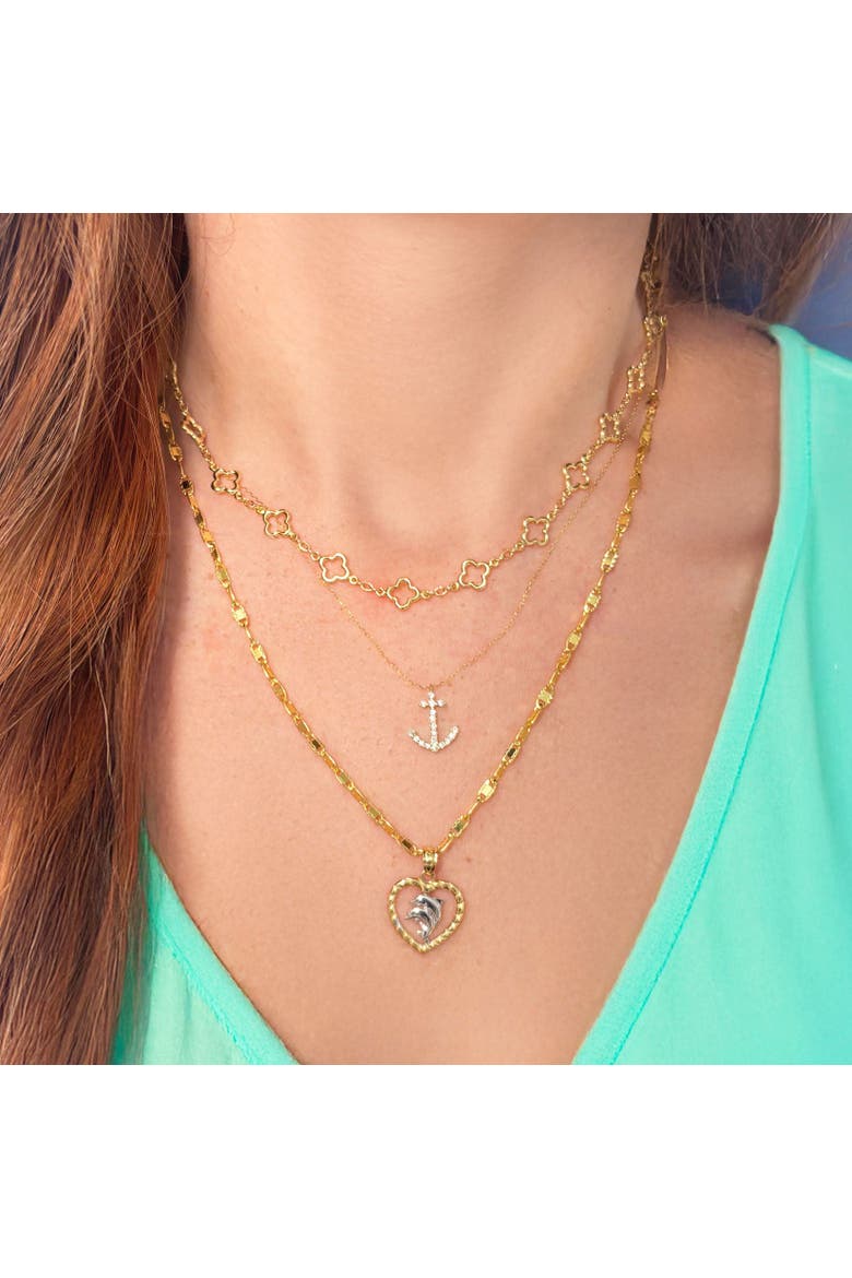 Diamond Anchor Necklace, Alternate, color, Yellow Gold