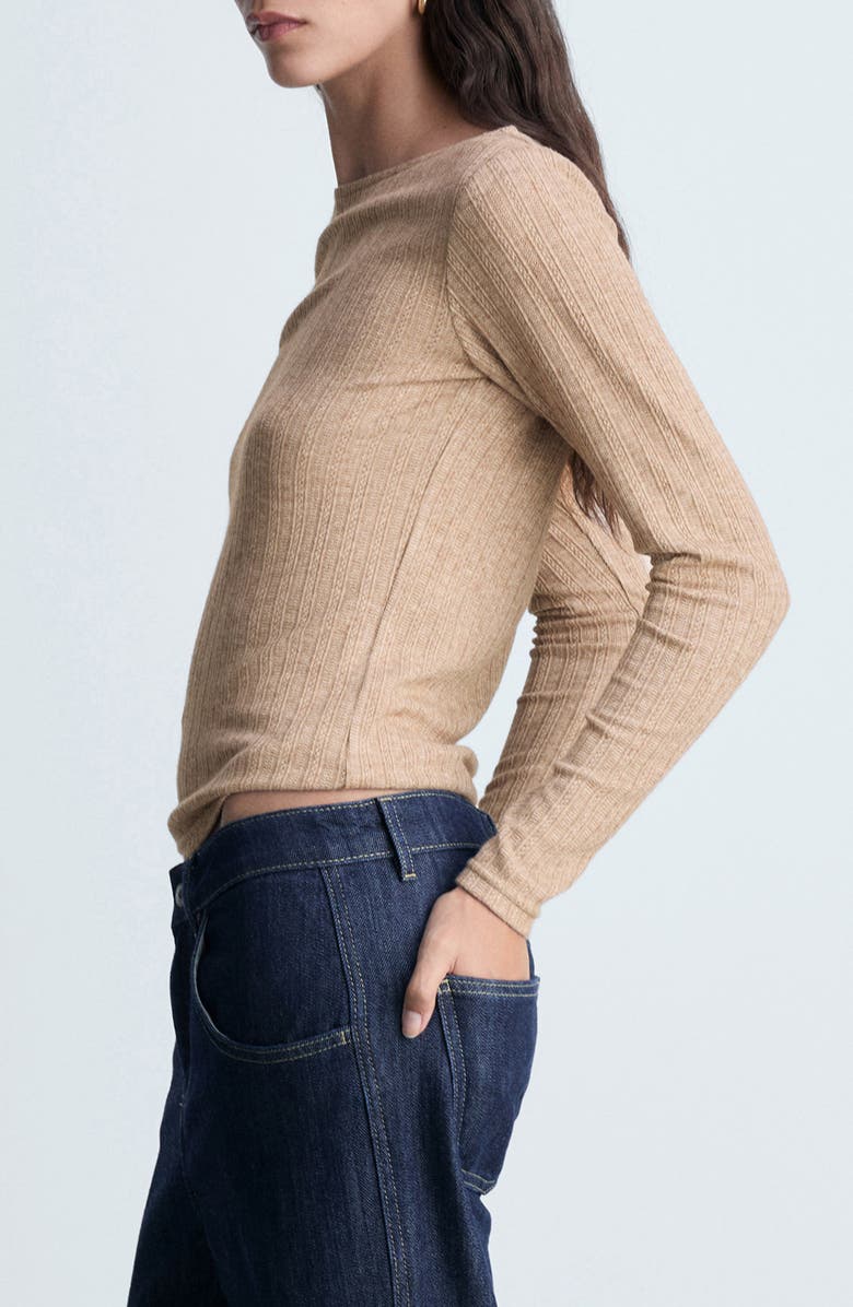 MANGO Pointelle Top, Alternate, color, Light/ Pastel Brown