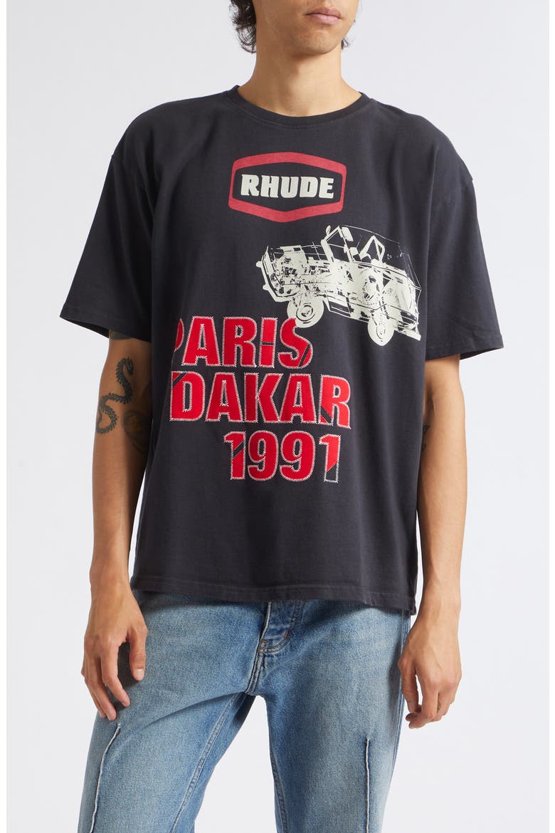 AWD Patch Appliqué Graphic T-Shirt, Main, color, VINTAGE BLACK/ WHITE/ RED
