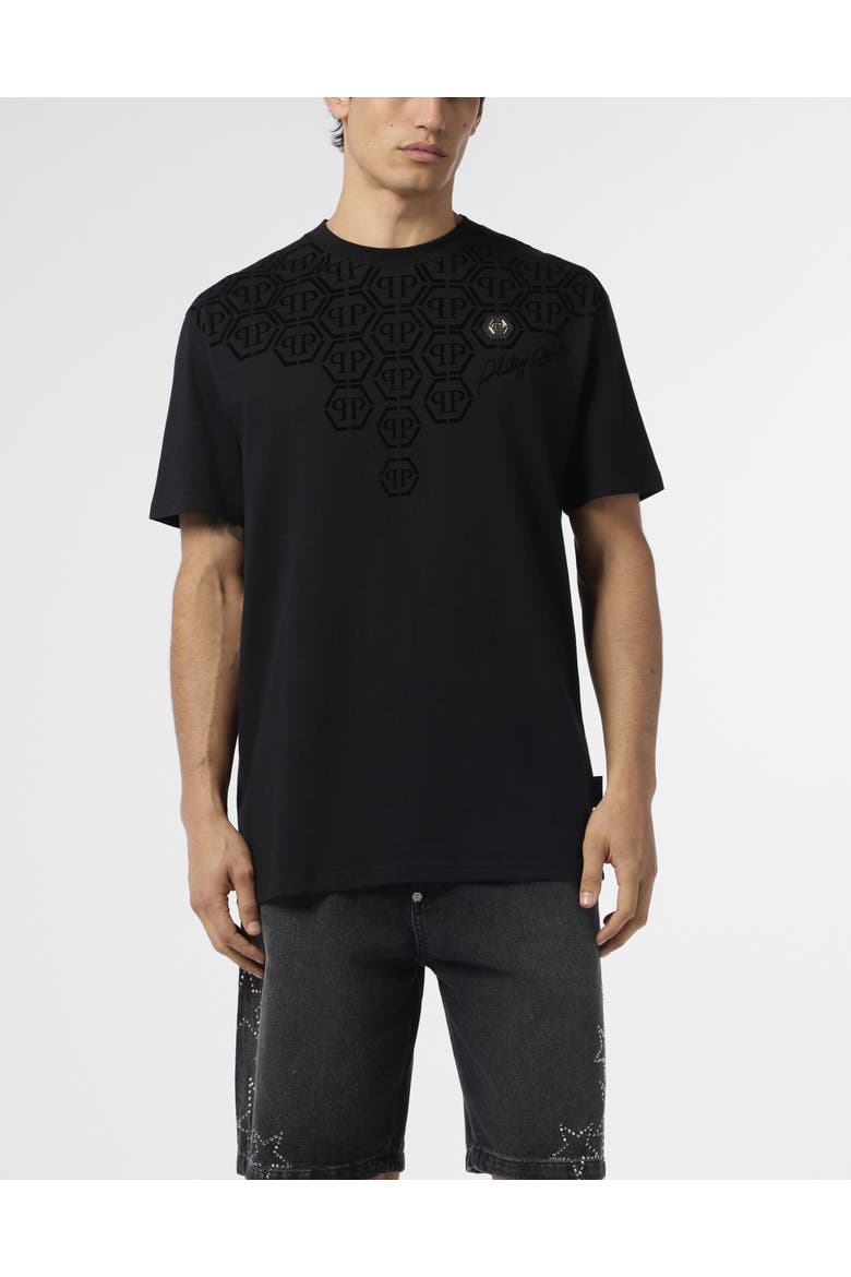 Round Neck T-Shirt Degrade Monogram Monogram Men, Main, color, black