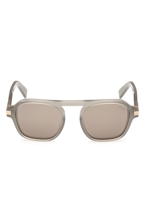 Zegna 51mm Round Sunglasses In Gray