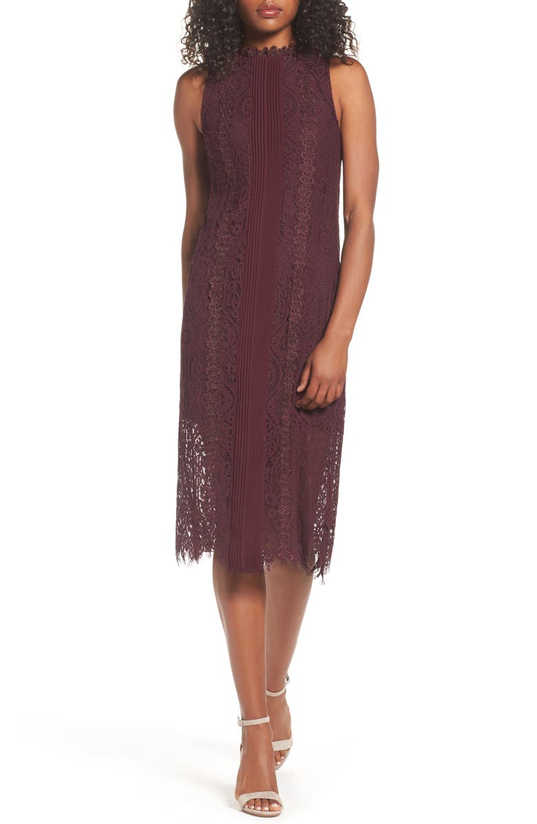 Chelsea28 Lace Pleated Midi Dress, Main, color, 