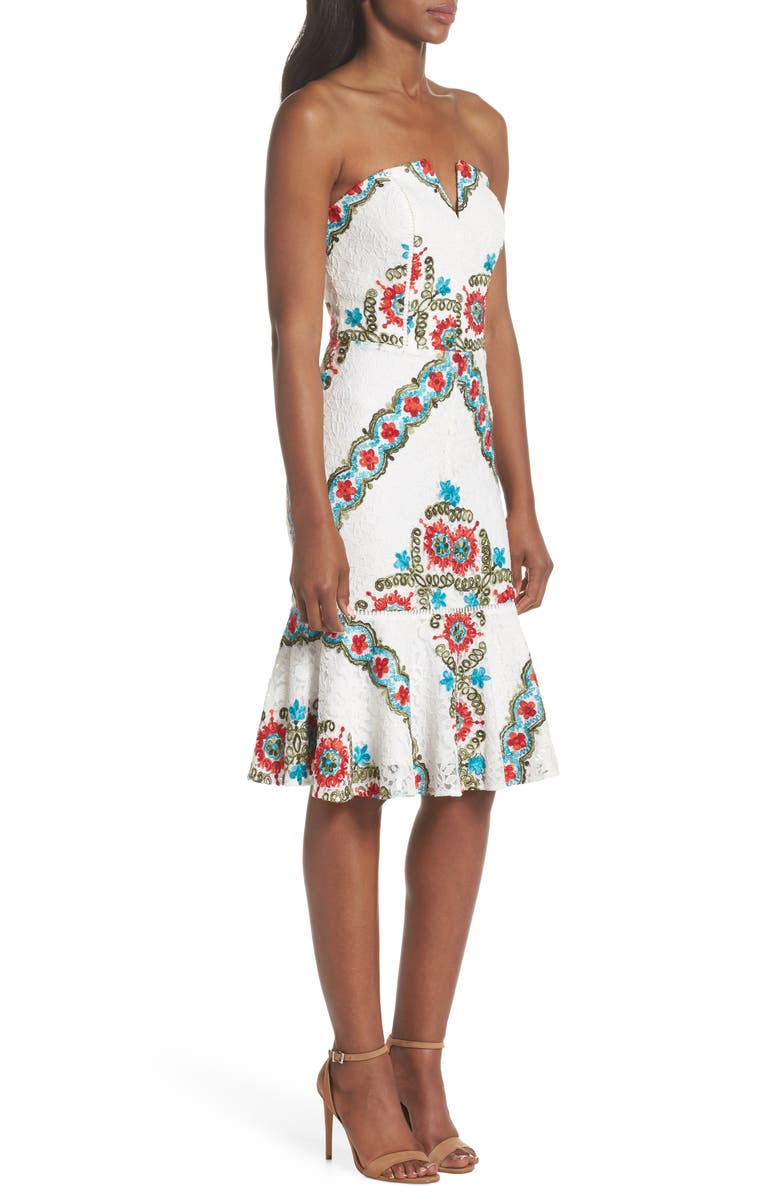 Adelyn Rae Hailey Embroidered Strapless Lace Dress, Alternate, color,
