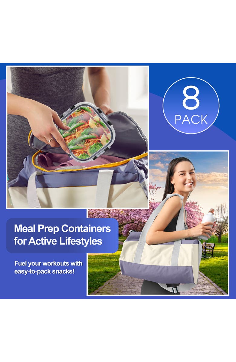 SORBUS 8-Pack Glass Food Prep Storage Containers, Alternate, color, Clear