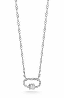 Oval Lock Cubic Zirconia Pendant Necklace