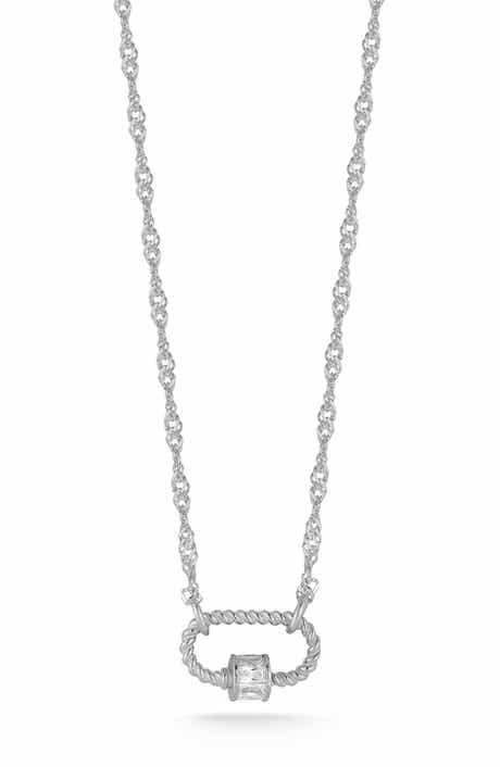 Oval Lock Cubic Zirconia Pendant Necklace