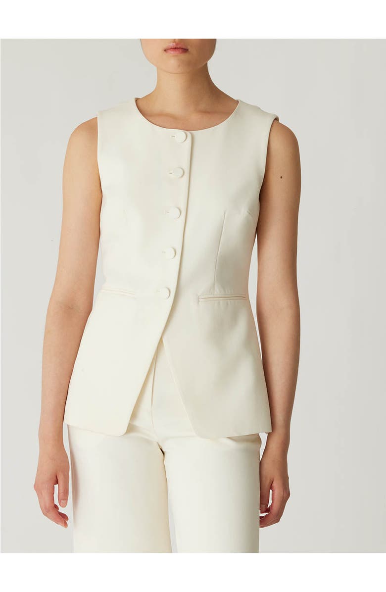 Rebecca Taylor Refined Suiting Button Front Vest, Alternate, color, Cream