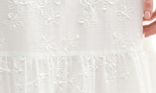 Lush Bow Tied Floral Embroidered Midi Dress In Off White
