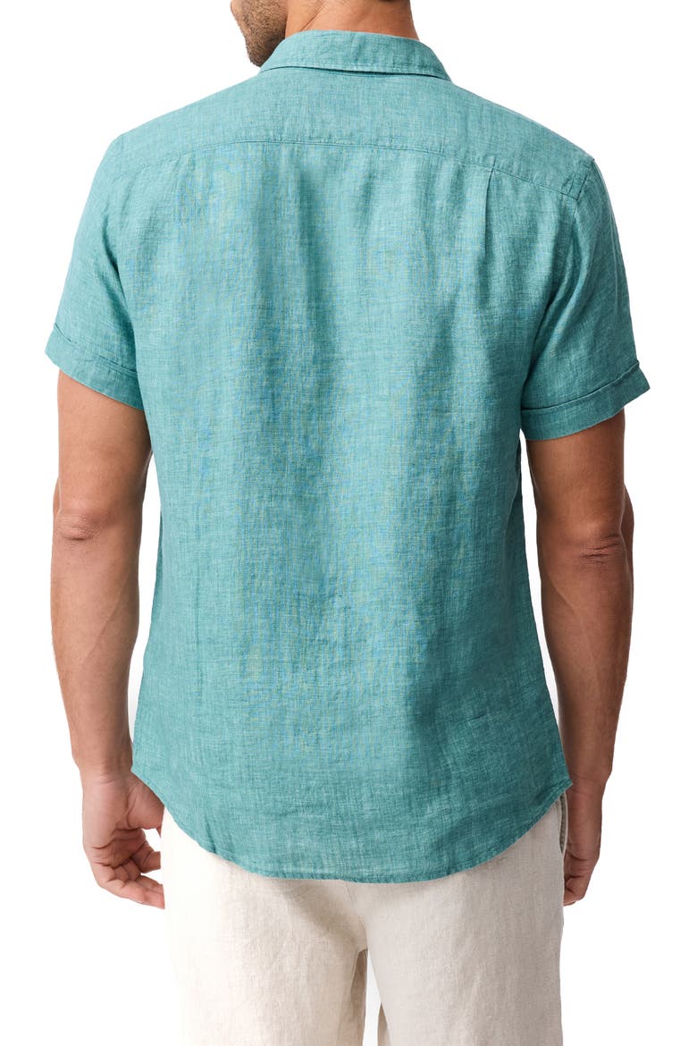 Palm Beach Sports Fit Short Sleeve Linen Button-Up Shirt, Alternate, color, SAVANNAH