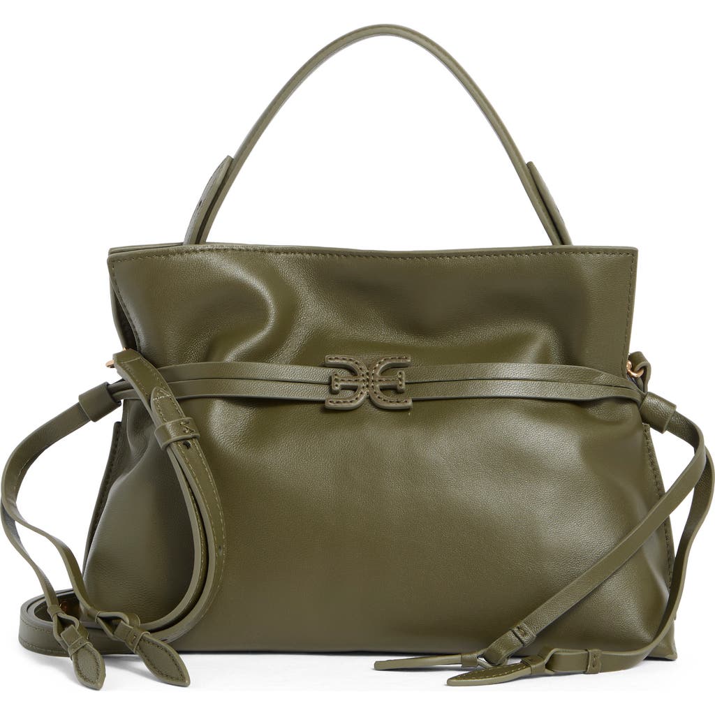 Sam Edelman Small Poppy Drawstring Leather Crossbody Bag In Green