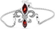 Haus of Brilliance Silver Garnet & Diamond Accent Fleur De Lis Bracelet