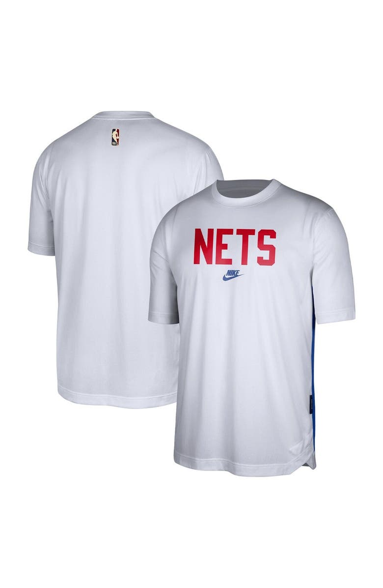 Nike Men's Nike White Brooklyn Nets Hardwood Classics Pregame Warmup Shooting Performance T-Shirt, Main, color, 