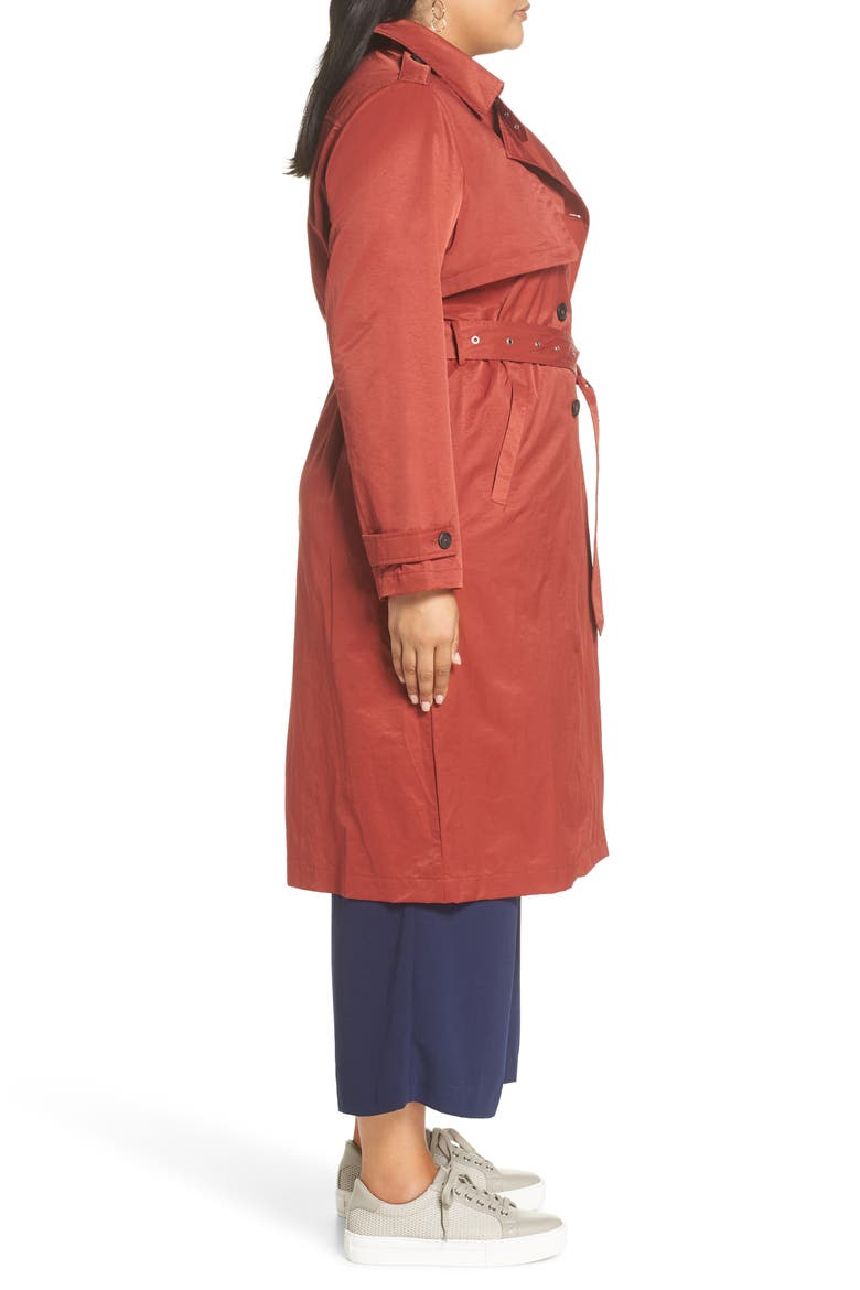 Double Breasted Trench Coat, Alternate, color, TERRACOTTA