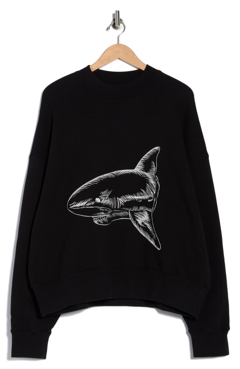 Palm Angels Split Shark Embroidered Sweatshirt, Alternate, color, 