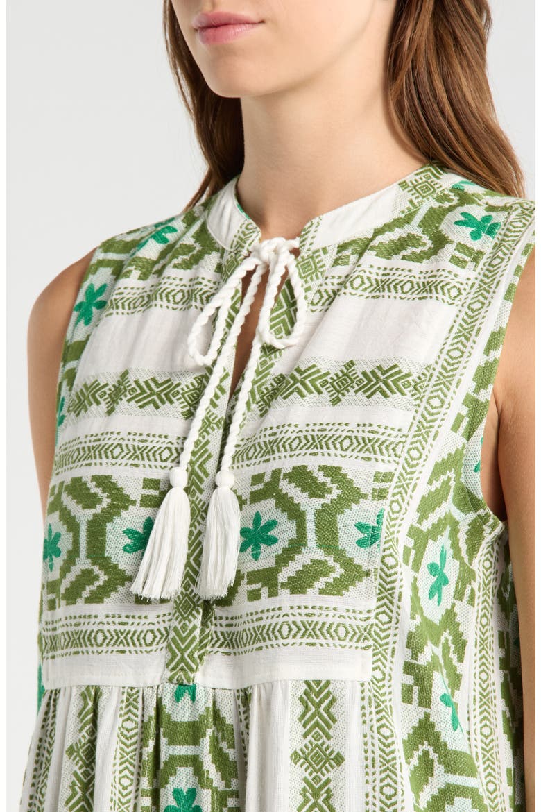 Sleeveless Cotton Cover-Up Midi Dress, Alternate, color, WHITE GREEN