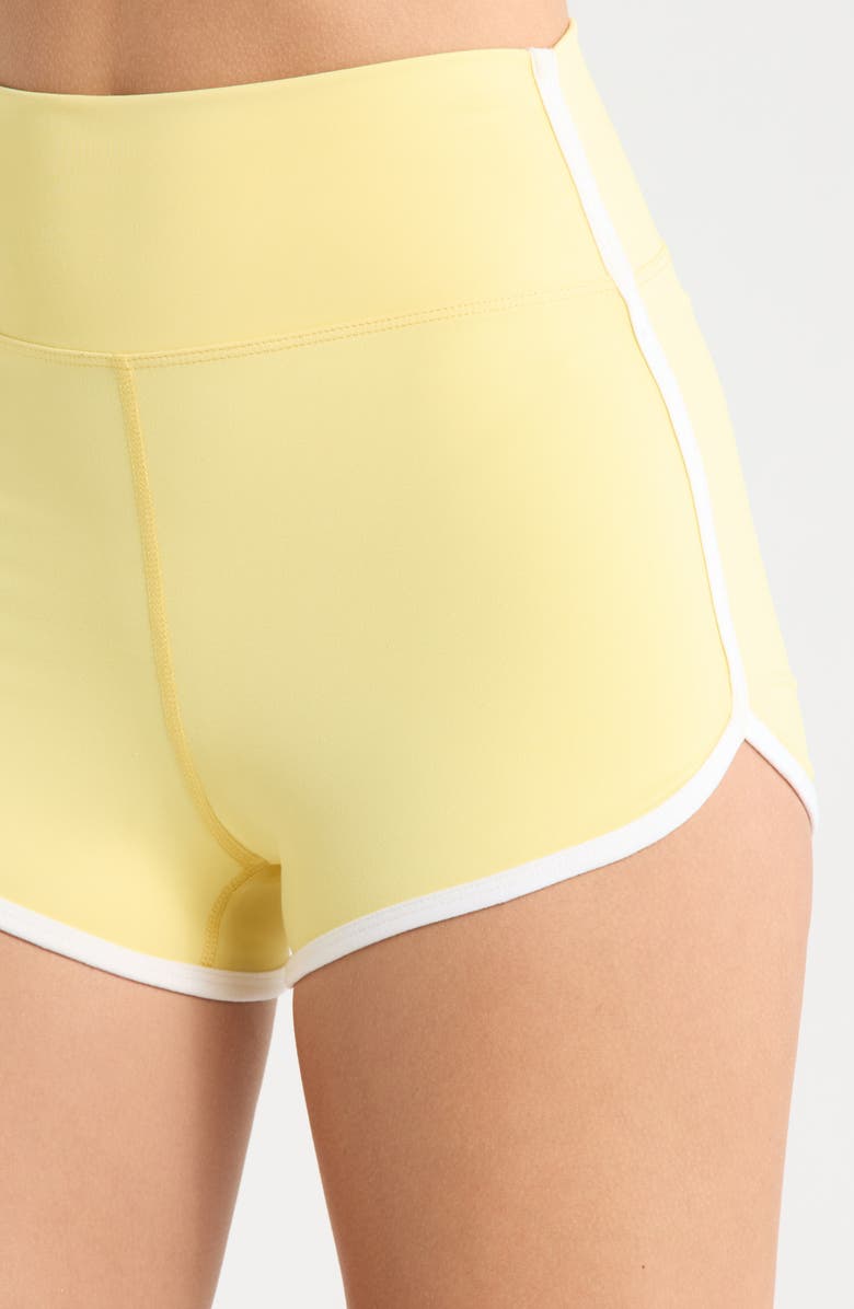 Year of Ours Sporty High Waist Performance Shorts, Alternate, color, Popcorn