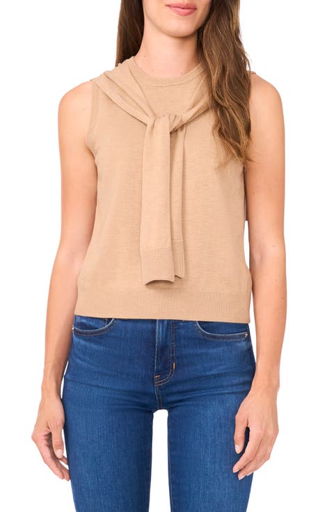 Shoulder Wrap Detail Sleeveless Sweater