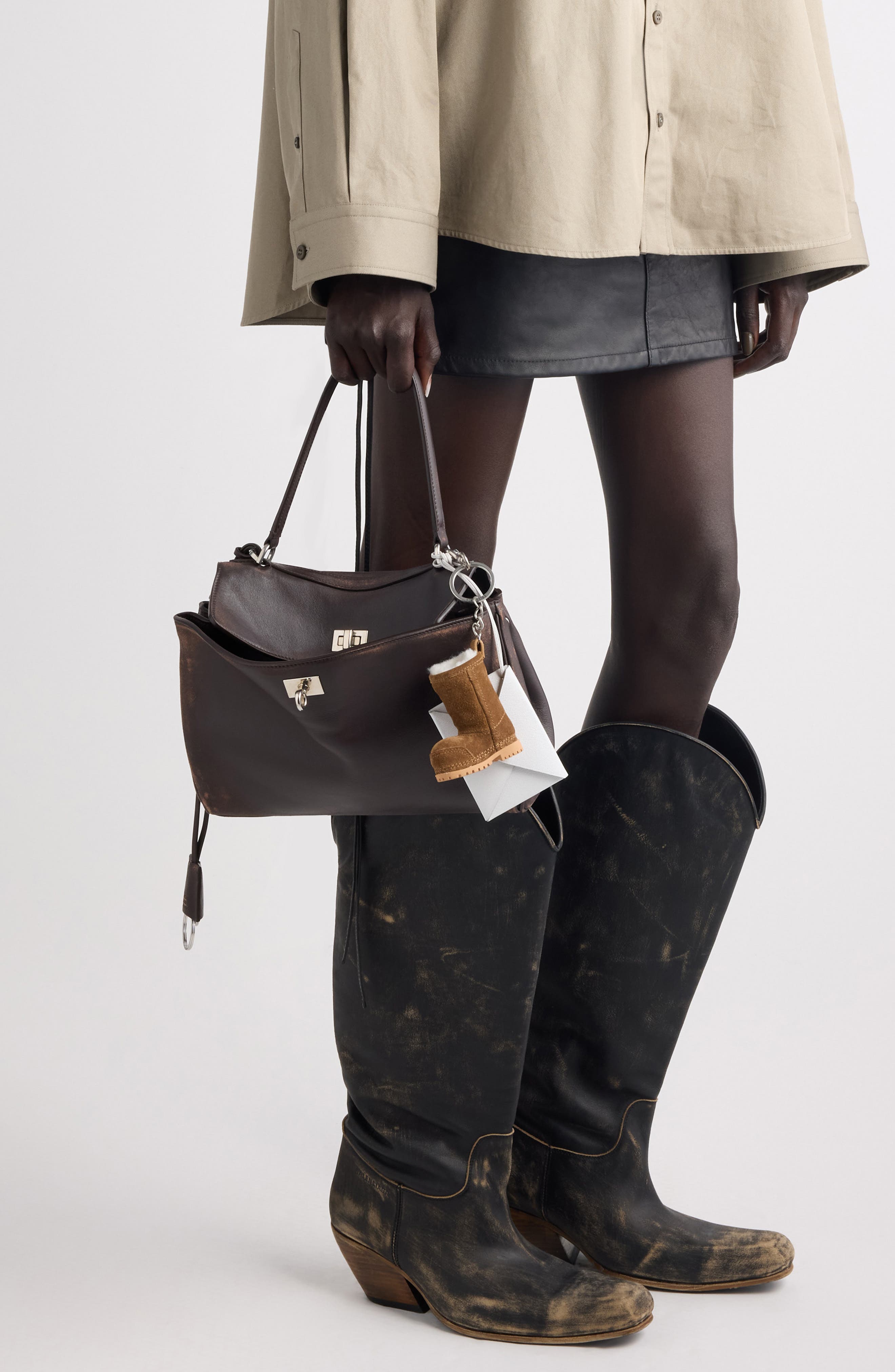 Balenciaga Small Rodeo Leather Top Handle Bag, Alternate, color, 2221 Espresso