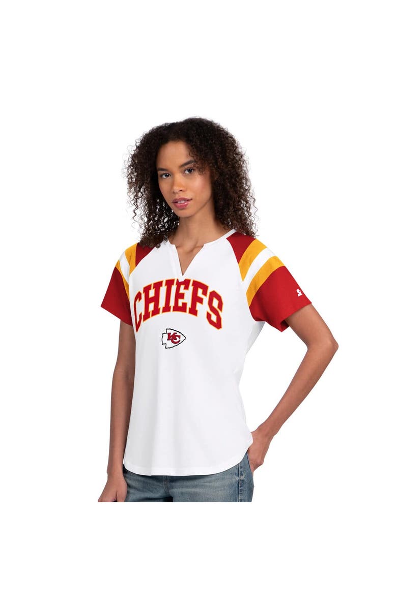 STARTER Women's Starter  White Kansas City Chiefs Game On Notch Neck T-Shirt, Main, color, White
