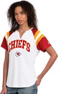 STARTER Women's Starter  White Kansas City Chiefs Game On Notch Neck T-Shirt