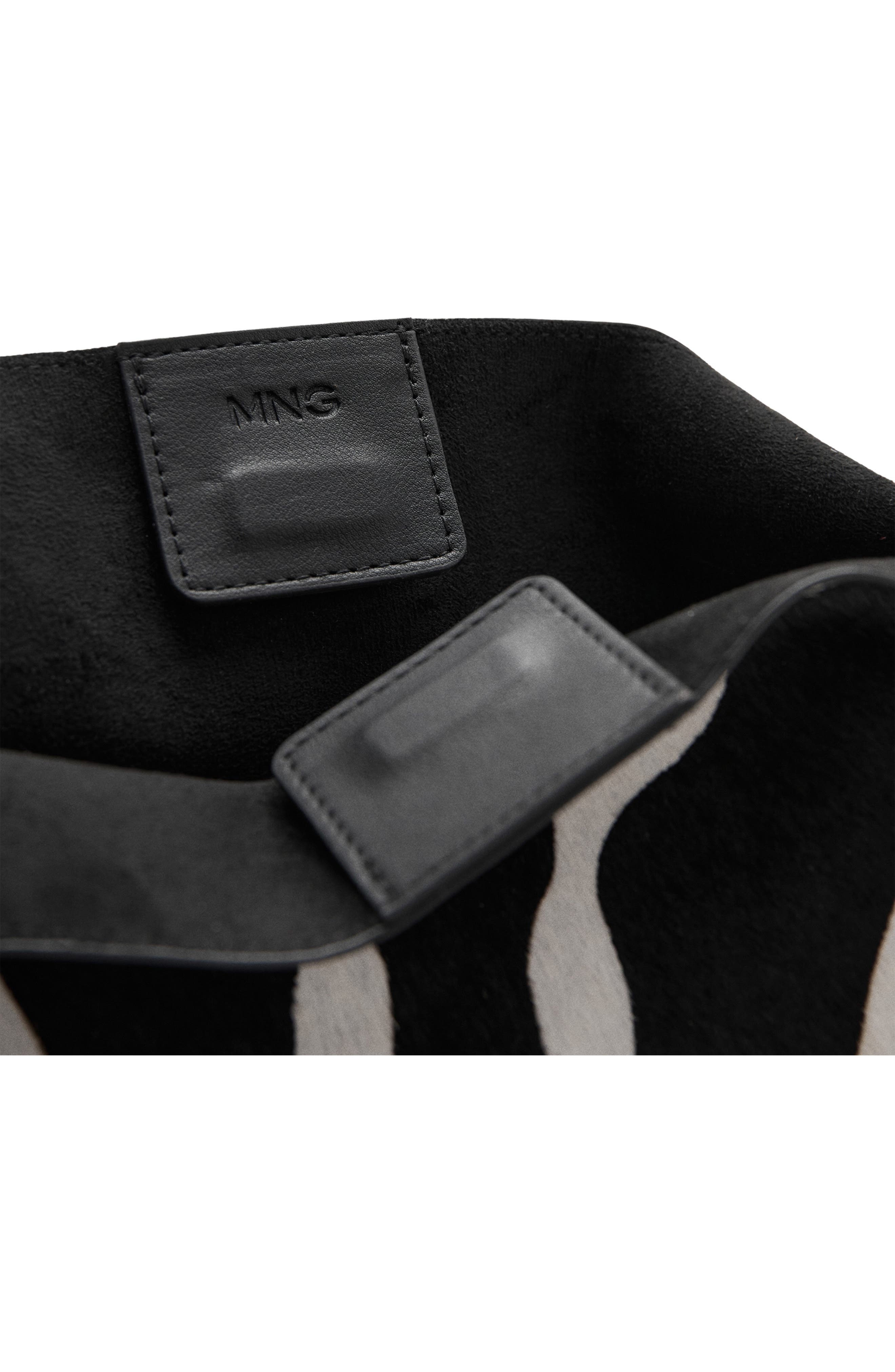 MANGO Zebra Stripe Genuine Calf Hair & Leather Tote, Alternate, color, Black