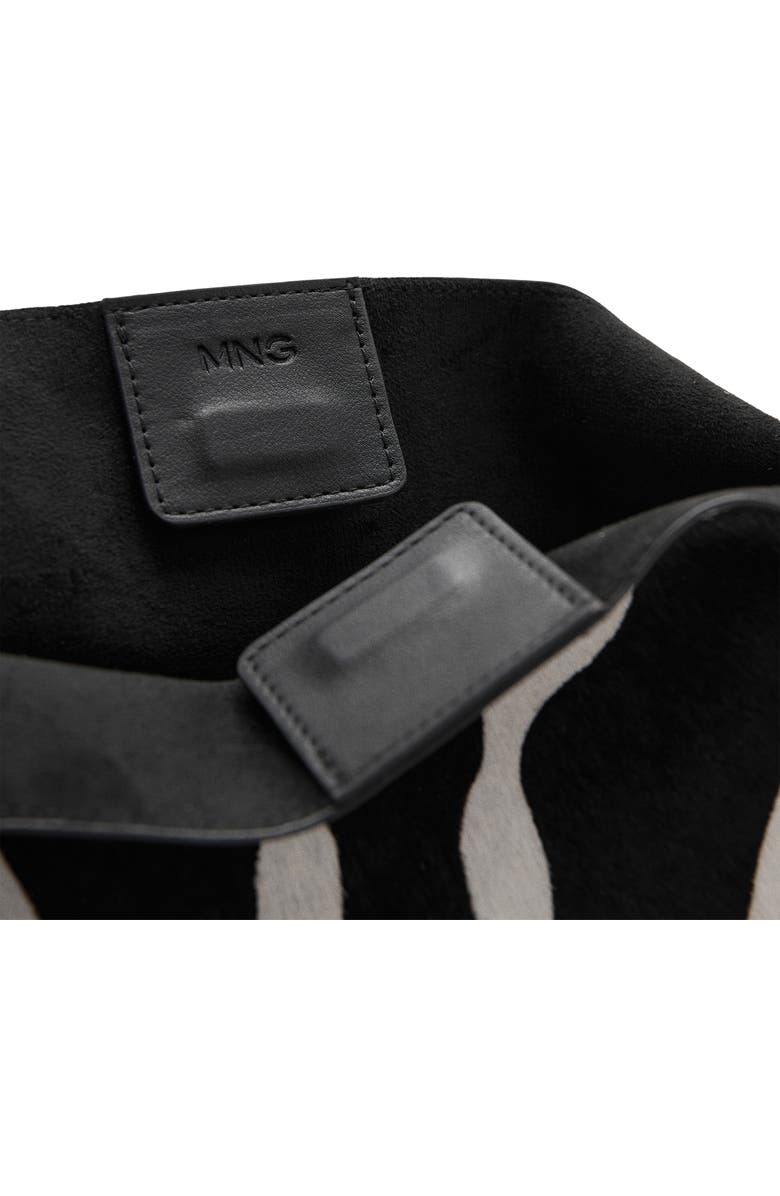 MANGO Zebra Stripe Genuine Calf Hair & Leather Tote, Alternate, color, Black