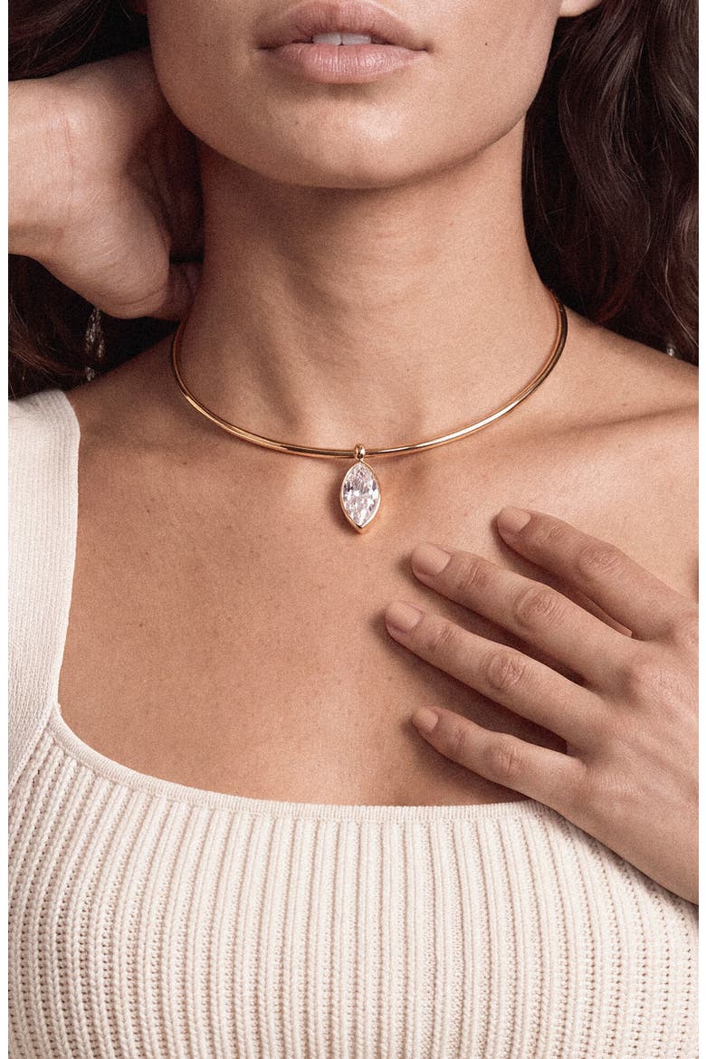 Marquise Glass Pendant Collar Necklace, Alternate, color, CLEAR