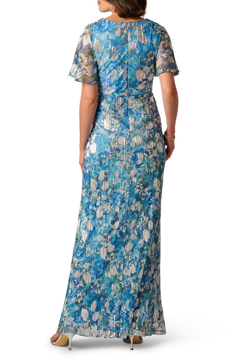 Foil Crinkle Gown, Alternate, color, BLUE MULTI